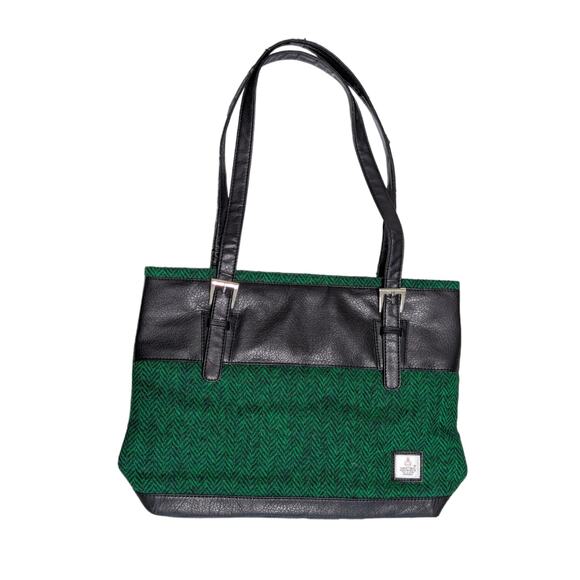 Harris Tweed Green Shoulder Bag Purse Herringbone Womens Glasgow 2014 Handbag - Picture 1 of 6